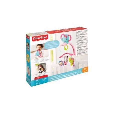 Fisher Price Móvil Músical 3 en 1 Amigos de la Naturaleza, Rosa-MundodelJugete-Bebés